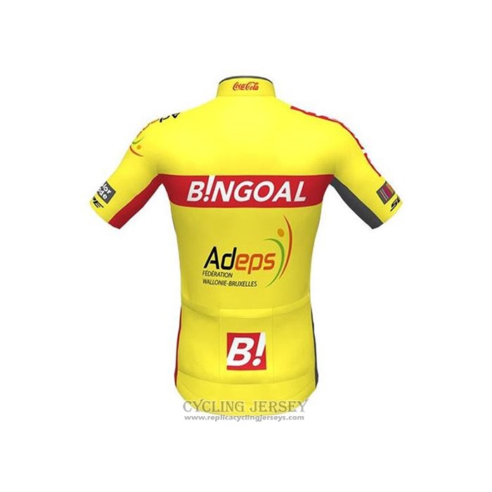 2020 Cycling Jersey Wallonie Bruxelles Yellow Red Short Sleeve And Bib Short